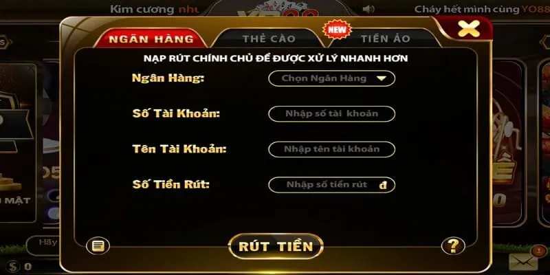 Rút tiền Yo88 qua tài khoản ngân hàng